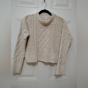 Hippie Rose Cream Cable Knit Crewneck Sweater